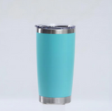 20oz White Double Wall Stainless Steel Vacuum Tumbler with Lid