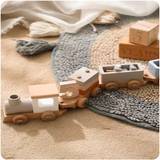 Wooden Train Birthday Toy – Montessori Educational Pull-Along Toy with Numbers & Blocks for Toddlers