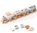 Wooden Train Birthday Toy – Montessori Educational Pull-Along Toy with Numbers & Blocks for Toddlers