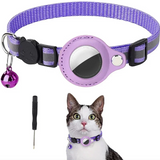 Reflective GPS Tracking Cat Collar – Adjustable Anti-Lost Collar with Bell & GPS Tracker Holder