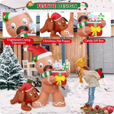 5FT Christmas Inflatable Gingerbread Man & Dog – LED Light-Up for Outdoor Decoration