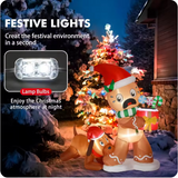 5FT Christmas Inflatable Gingerbread Man & Dog – LED Light-Up for Outdoor Decoration