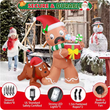 5FT Christmas Inflatable Gingerbread Man & Dog – LED Light-Up for Outdoor Decoration