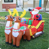Christmas Inflatable Santa Sleigh with Reindeer – LED Light-Up Outdoor Holiday Decoration