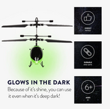 Hornet Glow in the Dark 2CH IR Helicopter – Mini Remote Control Indoor Chopper with LED Lights and USB Recharge