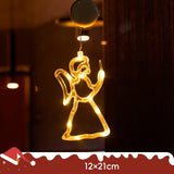 Christmas LED Light Snowflake & Santa Hanging Sucker Lamp – Window/Wall Holiday Decoration