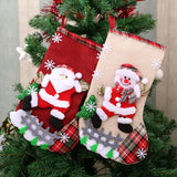 Large Linen Christmas Stocking Gift Bag – Hanging Holiday Decoration & Gift Sock