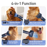 Portable Pet Hair Dryer – 3-Temperature Adjustable Grooming Blower with Rotatable Head & 4 Nozzles