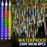 LED Meteor Shower Lights – Falling Rain Christmas Tree & Garden Decoration