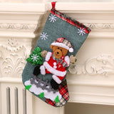 Large Linen Christmas Stocking Gift Bag – Hanging Holiday Decoration & Gift Sock