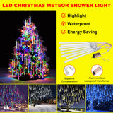 LED Meteor Shower Lights – Falling Rain Christmas Tree & Garden Decoration