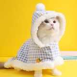 Soft Fleece Cat Cape with Hat – Cozy Convertible Cloak and Pajama Outfit for Cats