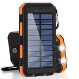 20000 mAh Waterproof Solar Power Bank – High Output Charger with Compass & LED