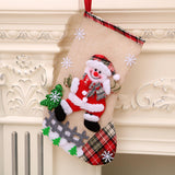 Large Linen Christmas Stocking Gift Bag – Hanging Holiday Decoration & Gift Sock