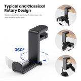 Adjustable Clamp-On Rotating Headphone Stand – 10–42mm Desk Mount