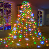 LED Ring Waterfall Christmas Tree Top Light – Easy Drape-On Star String Light with USB Power