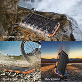20000 mAh Waterproof Solar Power Bank – High Output Charger with Compass & LED