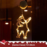 Christmas LED Light Snowflake & Santa Hanging Sucker Lamp – Window/Wall Holiday Decoration