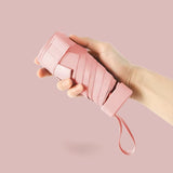 Dual-Use Women’s UV Protection Compact 6-Fold Umbrella – Sun & Rain, Black Coating, Flat Design