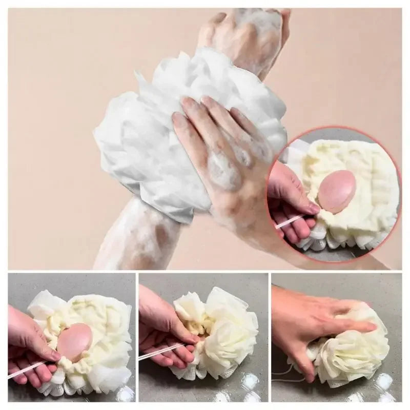2-in-1 Bath Loofah Sponge Multi-purpose Cotton Exfoliating Bath Ball 2-in-1 Bath Ball ...