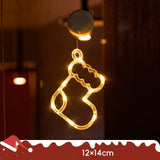 Christmas LED Light Snowflake & Santa Hanging Sucker Lamp – Window/Wall Holiday Decoration