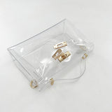 Gold Clear Jelly Satchel Bag – Transparent Top Handle Lock Purse