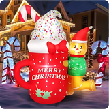 4.6FT Christmas Inflatable Gingerbread Man with Mug – LED Light-Up Outdoor Decoration