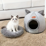 Warm Pet House with Soft Cushion – Semi-Enclosed Bed for Cats and Small Dogs