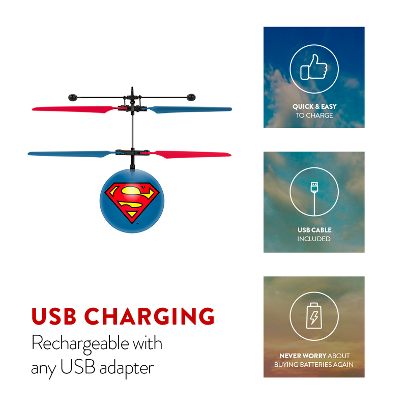 DC Justice League Superman IR UFO Ball Helicopter