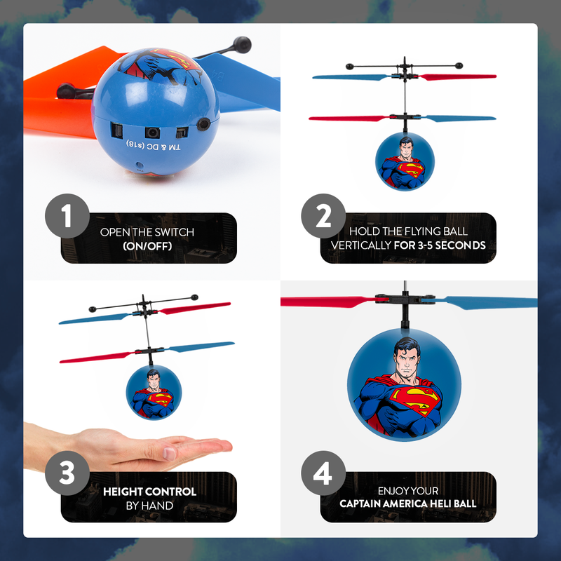 DC Justice League Superman IR UFO Ball Helicopter