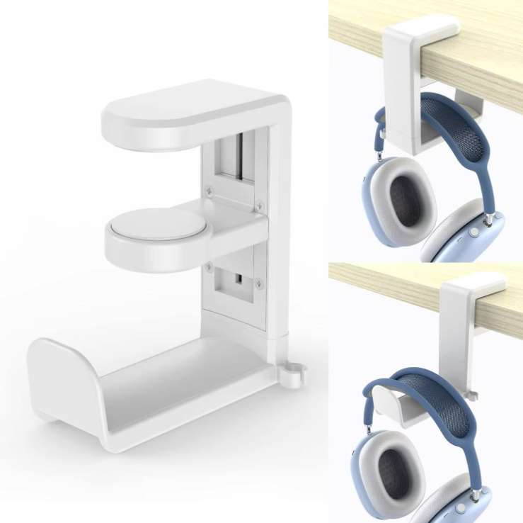 Adjustable Clamp-On Rotating Headphone Stand – 10–42mm Desk Mount