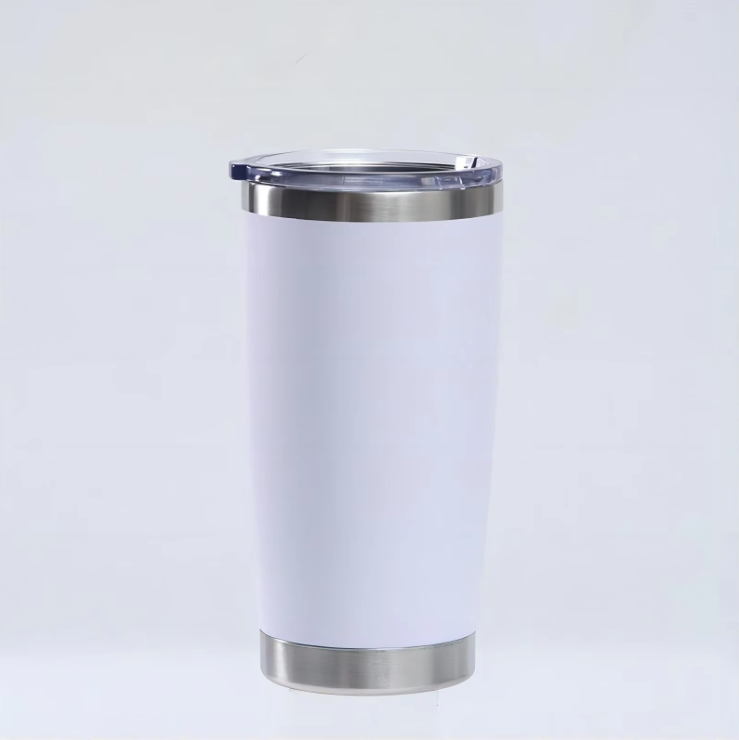 20oz White Double Wall Stainless Steel Vacuum Tumbler with Lid