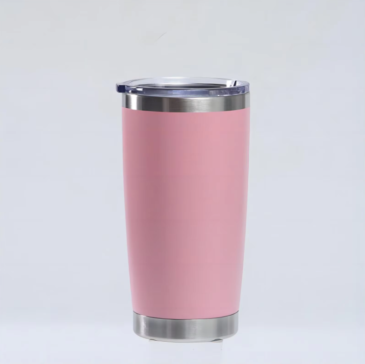 20oz White Double Wall Stainless Steel Vacuum Tumbler with Lid