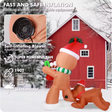 5FT Christmas Inflatable Gingerbread Man & Dog – LED Light-Up for Outdoor Decoration