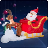 Christmas Inflatable Santa Sleigh with Reindeer – LED Light-Up Outdoor Holiday Decoration