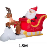 Christmas Inflatable Santa Sleigh with Reindeer – LED Light-Up Outdoor Holiday Decoration