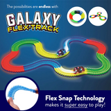 Galaxy Flex Track Glow-in-the-Dark Race Set – 220 Pieces with LED Light Car