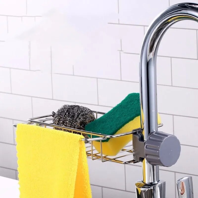 Kitchen Stainless Steel Sink Drain Rack Sponge Storage Faucet Holder ...