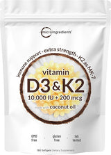 Micro Ingredients Vitamin D₃ 10,000 IU + K₂ MK‑7 200 mcg