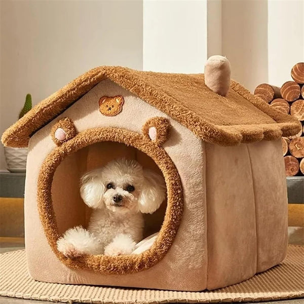 Foldable Pet House Bed – Washable Soft Cave for Small Dogs & Cats