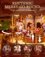 Wooden Carousel Music Box – 3D DIY Puzzle with Lights