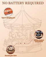 Wooden Carousel Music Box – 3D DIY Puzzle with Lights