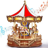 Wooden Carousel Music Box – 3D DIY Puzzle with Lights