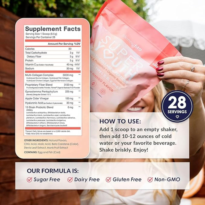 SkinnyFit Super Youth – Peach Mango Multi‑Collagen Powder