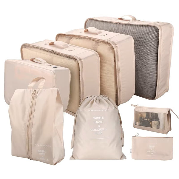8-Piece Fashion Travel Storage & Packing Cubes Set – Portable Luggage Organizers with Zippers