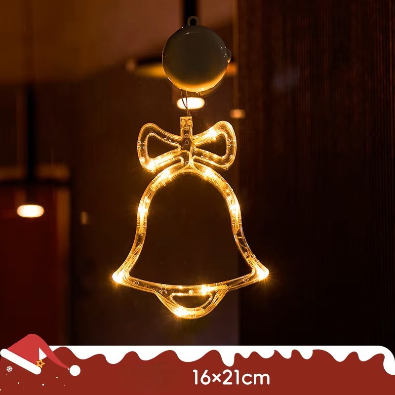 Christmas LED Light Snowflake & Santa Hanging Sucker Lamp – Window/Wall Holiday Decoration