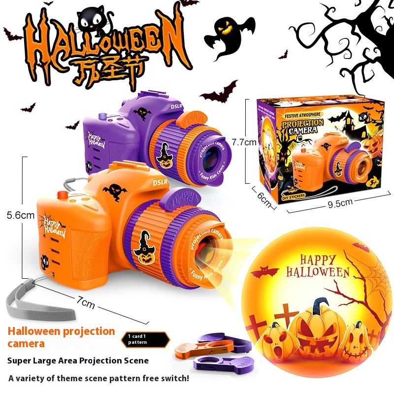 2025 Spooky Season Spotlight Halloween Projector Toy Camera – Kids Interactive Light Projector with Image Reels, Spooky Decoration & Gift Toy