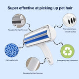 Reusable silicone pet fur remover roller — self-cleaning, no refills, ideal for dogs & cats on couches, beds & carpets.