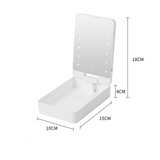 USB Rechargeable LED Makeup Mirror & Cosmetic Box – Double-Sided Pink Mirror with Brush Holder