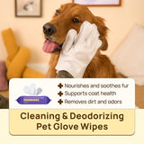 No-Rinse Hypoallergenic Deodorizing Pet Bathing Gloves – Waterless Cleaning for Dogs & Cats